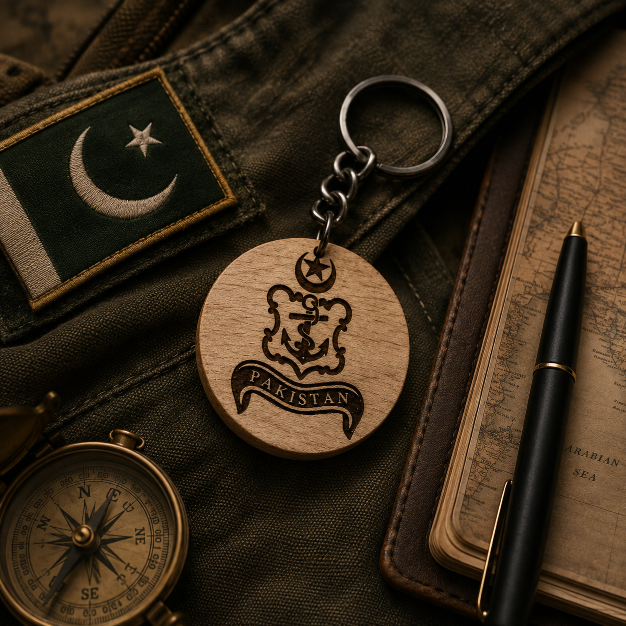 Navy - Wooden Key Chains