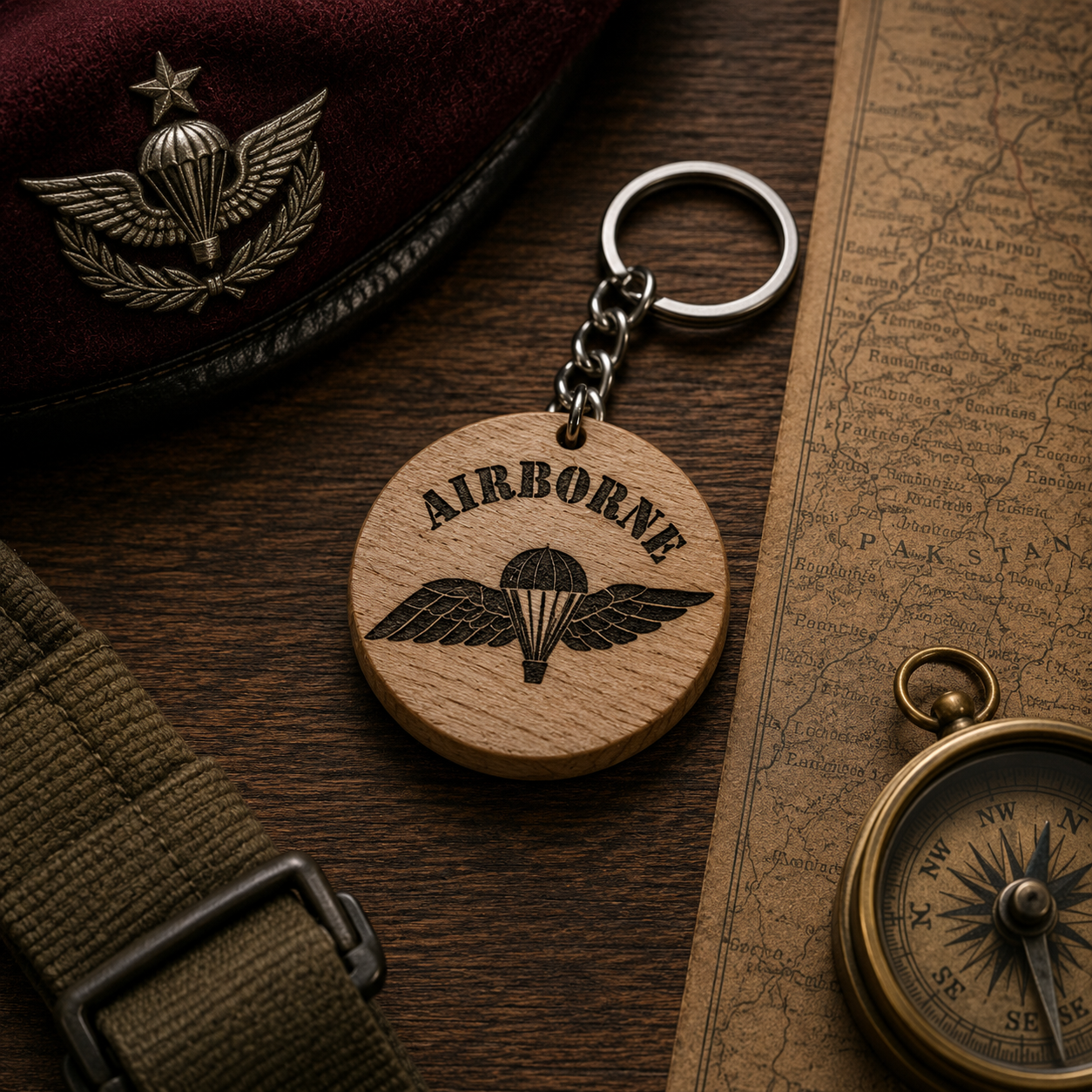 Airborne - Wooden Key Chains